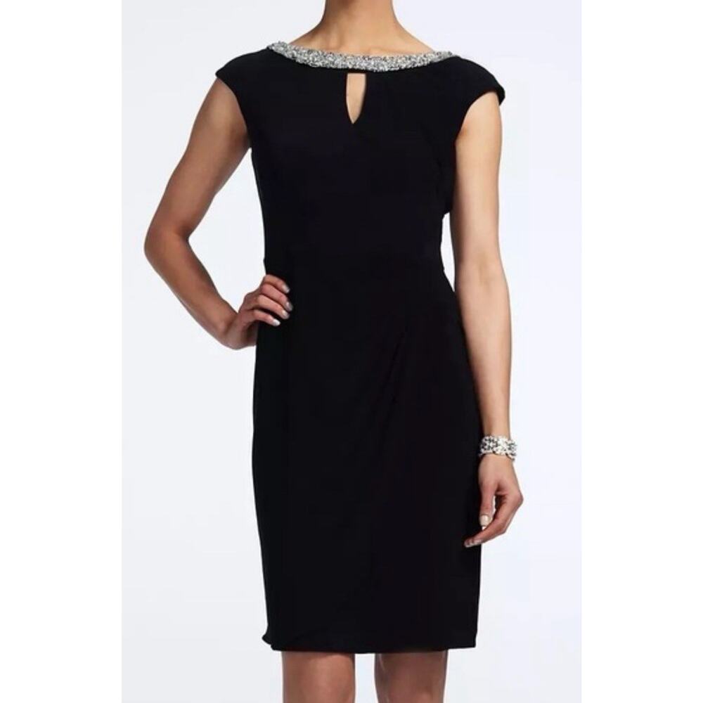 Jeanne Alexander Women's Beaded Sheath Dress Black Size 16 A001240